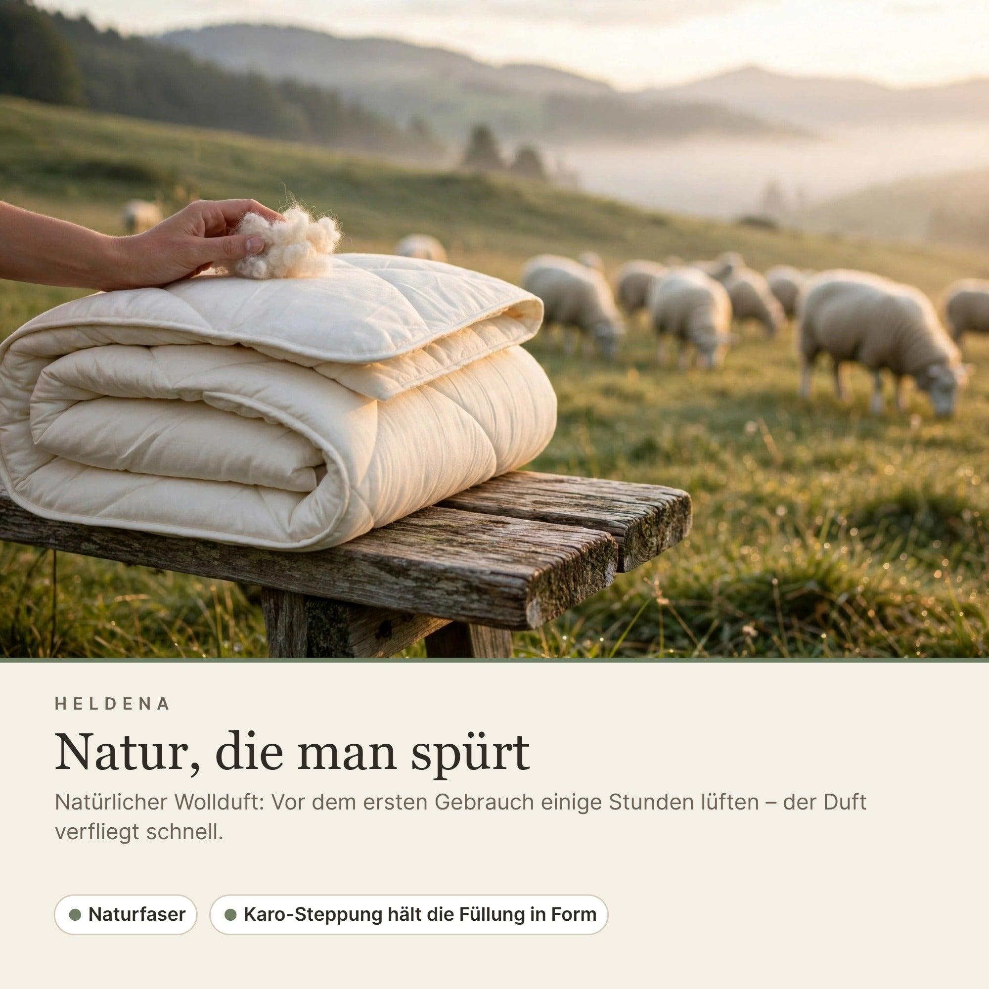 HELDENA Duvet 220x240 cm (240x220) XL – 100% Sheep's Wool, Cotton Cover – Only 5 Available