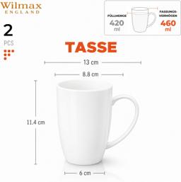 Wilmax Tasse 460 ml 2er-Set Weiß Porzellan 4