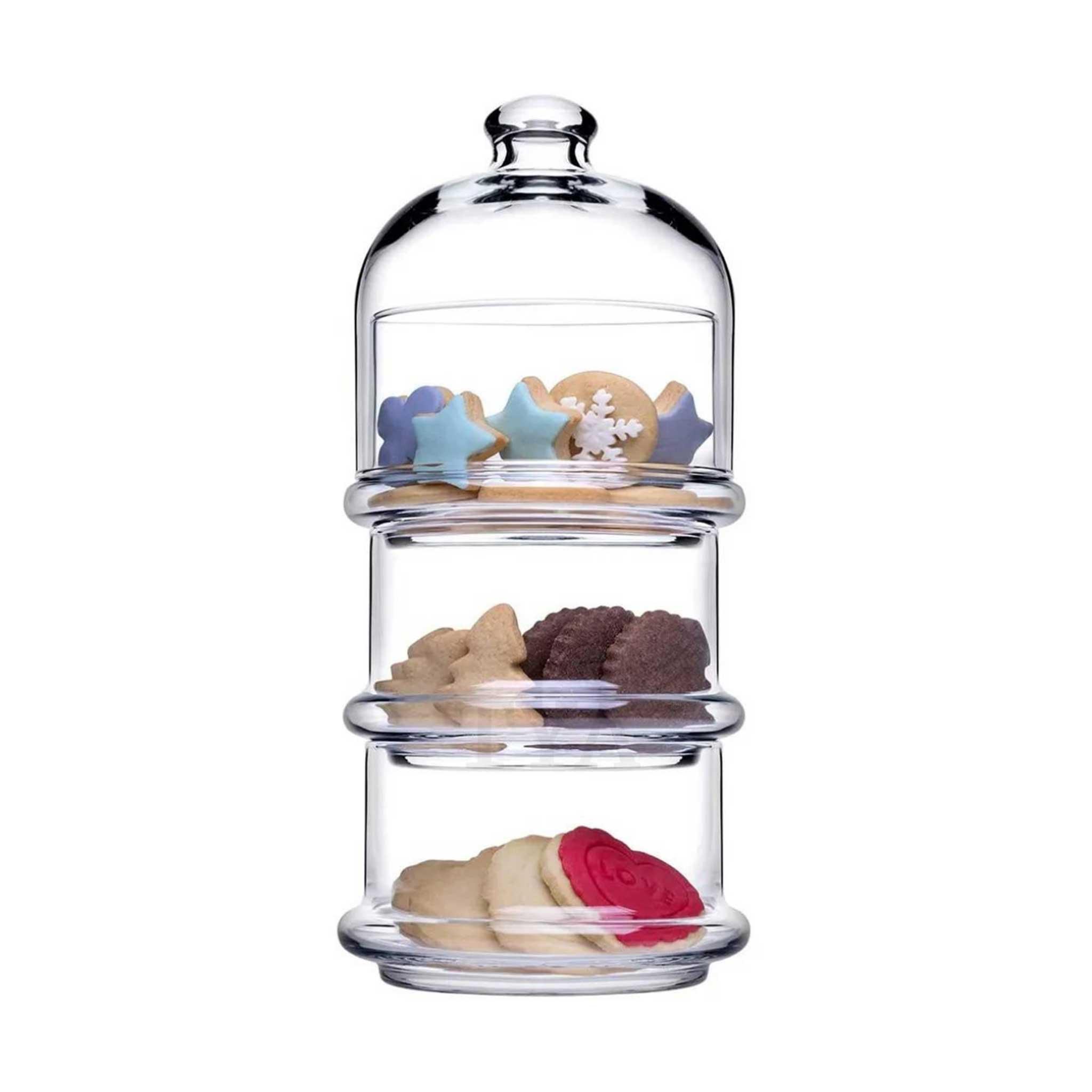HELDENA Serving Bowls with Domes 390 ml – Set of 3, Glass