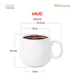 Wilmax Tasse 400 ml 4er-Set Weiß Porzellan 4