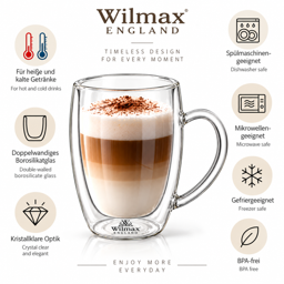 Wilmax Doppelwandiger Thermobecher 500 ml 2er-Set Transparent 4