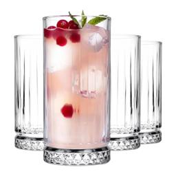 HELDENA Longdrinkgläser & Glasschalen 8-tlg. – 4×365 ml + 4×235 ml, Facettendesign – Standard 4