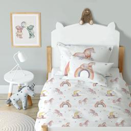 "Regenbogen Einhorn" Premium Kinderbettwäsche – 100 x 135 cm / 40 x 60 cm / 100% Musselin 3