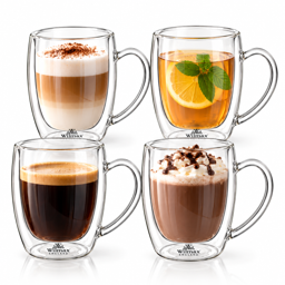 Wilmax Doppelwandiger Becher 400 ml 4er-Set Transparent 1