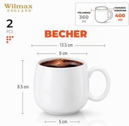 Wilmax Tasse 400 ml 2er-Set Weiß Porzellan 4