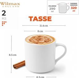 Wilmax Becher 320 ml 4er-Set Weiß Porzellan 6