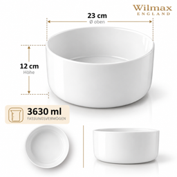 Wilmax Schale 23 cm 3630 ml Weiß Porzellan 4