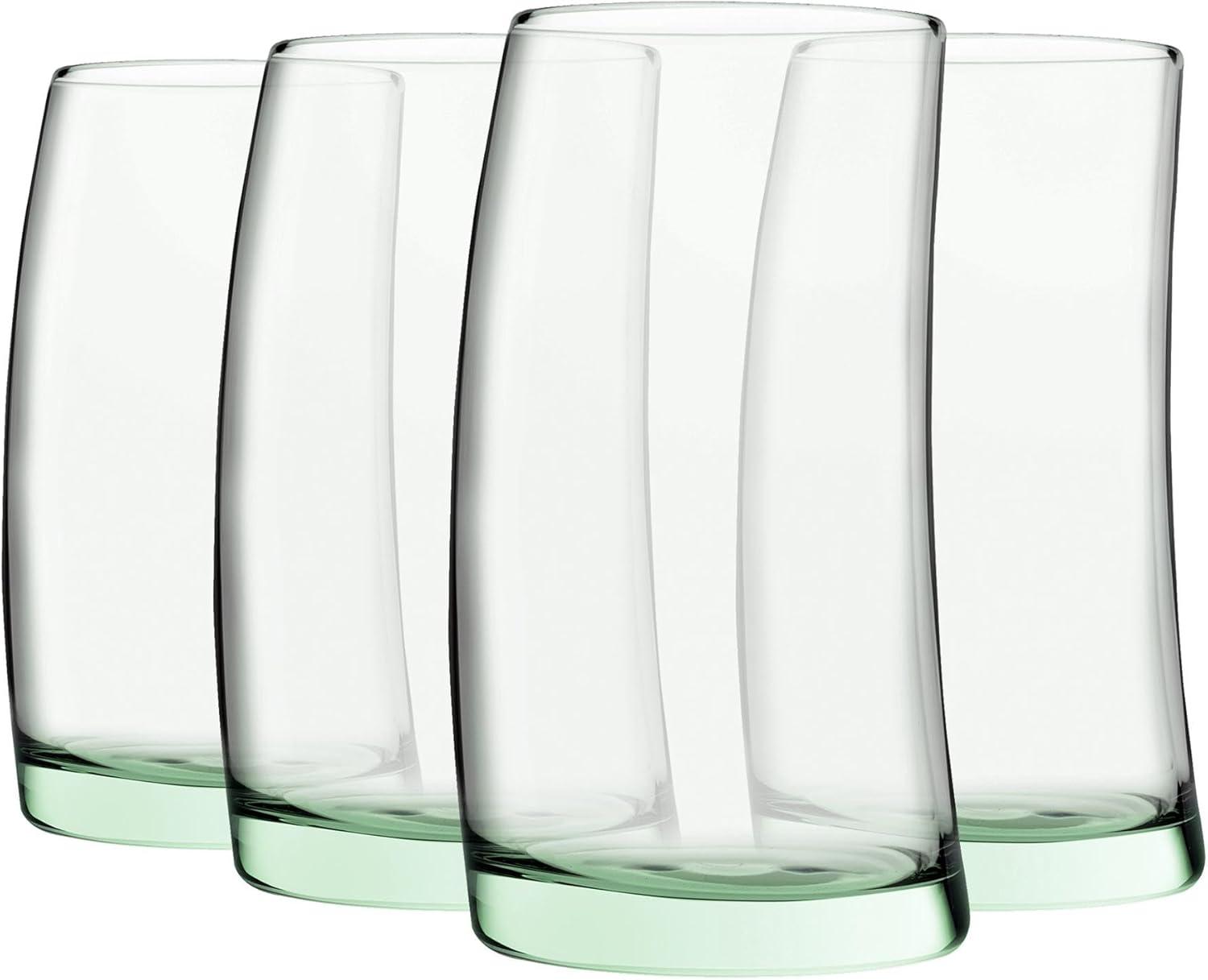 HELDENA Long Drink Glasses 390 ml – Set of 4 Clear Glasses