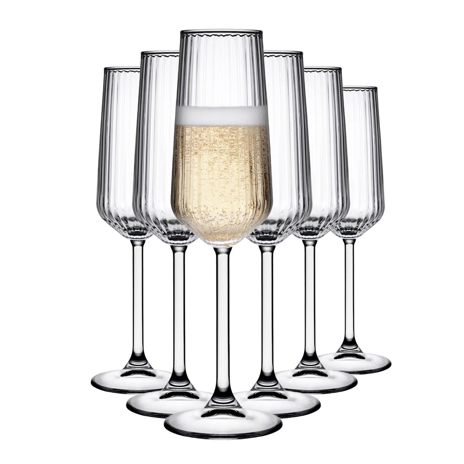 HELDENA Champagne Glasses 195 ml – Set of 6 Champagne Flutes