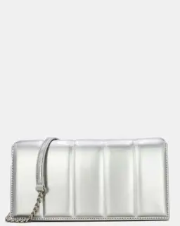 Handtasche – Pochette matelasse Effet cuir verni argent 2