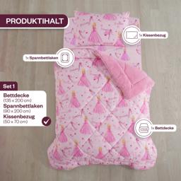 HELDENA Prinzessin Kinder-Schlafset 3-teilig – 135 x 200 cm Steppdecke, Spannbettlaken & Kissenbezug 2