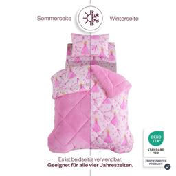 HELDENA Prinzessin Kinder-Schlafset 3-teilig – 135 x 200 cm Steppdecke, Spannbettlaken & Kissenbezug 3