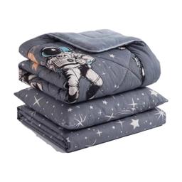 HELDENA Astronaut Kinder-Schlafset 3-teilig – 135 × 200 cm Steppdecke, Spannbettlaken & Kissenbezug 1