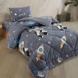 HELDENA Astronaut Kinder-Schlafset 3-teilig – 135 × 200 cm Steppdecke, Spannbettlaken & Kissenbezug 2