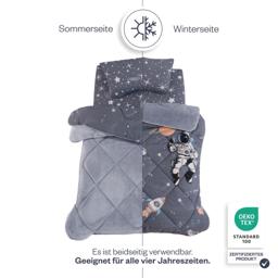 HELDENA Astronaut Kinder-Schlafset 3-teilig – 135 × 200 cm Steppdecke, Spannbettlaken & Kissenbezug 4