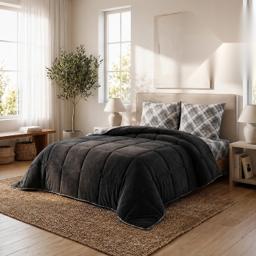 HELDENA Wellsoft Bettdecken-Set 200 × 200 cm Schwarz – Steppdecke & 2 Kissenbezüge 1