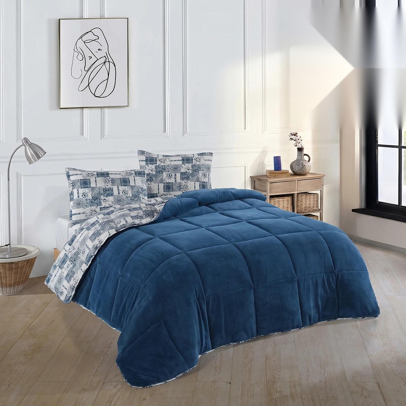 HELDENA Wellsoft Bettdecken-Set 200 × 200 cm – Blau, mit Kissenbezügen