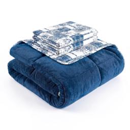 HELDENA Wellsoft Bettdecken-Set 200 × 200 cm – Blau, mit Kissenbezügen 2