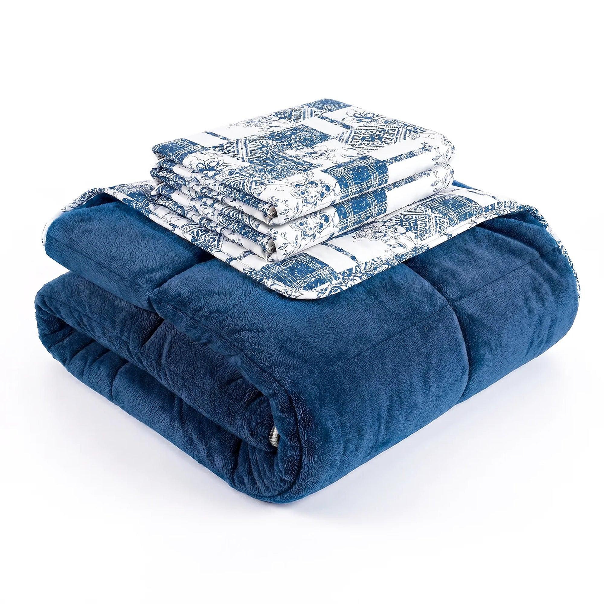 HELDENA Wellsoft Bettdecken-Set 220 × 240 cm – Blau, mit Kissenbezügen