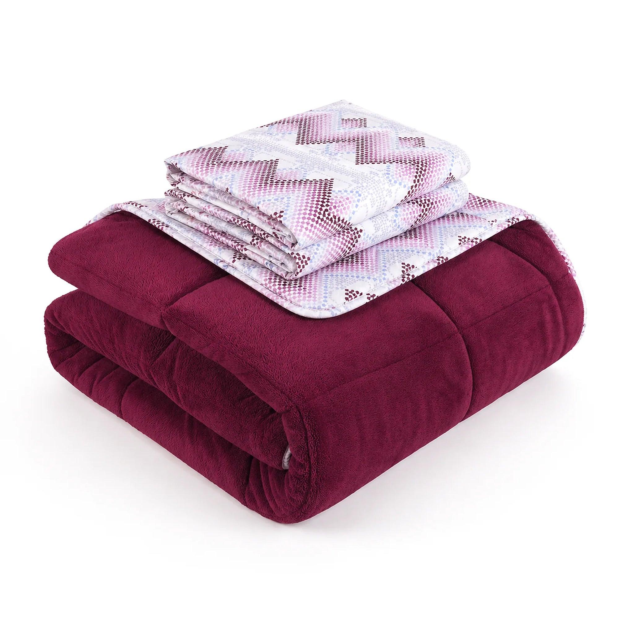 HELDENA Wellsoft Bettdecken-Set 155 × 220 cm – Bordeaux, mit Kissenbezügen