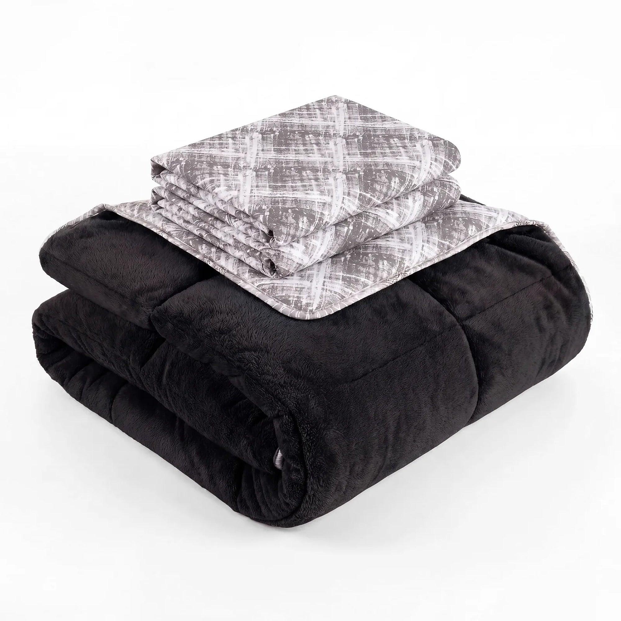 HELDENA Wellsoft Bettdecken-Set 135 × 200 cm – Schwarz, mit Kissenbezügen