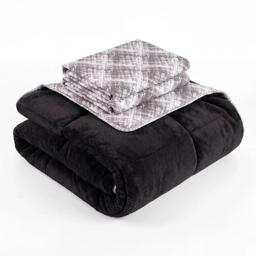 HELDENA Wellsoft Bettdecken-Set 220 × 240 cm – Schwarz, mit Kissenbezügen 1