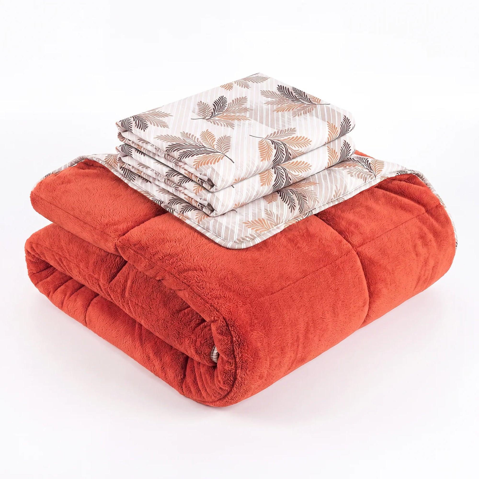 HELDENA Wellsoft Comforter Set 155 × 220 cm – Orange, with Pillowcases