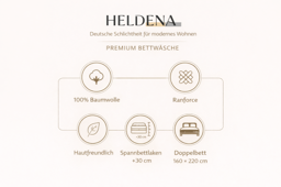 سرویس خواب دورو HELDENA سایز 200 × 220 سانتیمتر – مشکی/طوسی، ۴ تکه با ملحفه کشدار 7