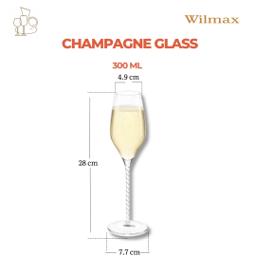 جام شامپاین Wilmax Crystalline 300 میلیلیتر – ست 2 عددی، شیشه شفاف 3