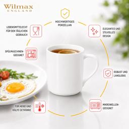 Wilmax Becher 320 ml – 6er-Set, Weiß Porzellan 3
