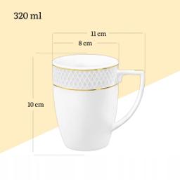 Wilmax Becher 320 ml mit Golddekor – 6er-Set, Weiß Porzellan 3