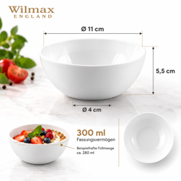 Wilmax Schale Ø 11 cm 300 ml – 6er-Set, Weiß Porzellan 4