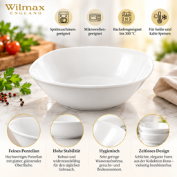 Wilmax Schale eckig 14,5 × 14,5 cm 345 ml – 6er-Set, Weiß Porzellan 5