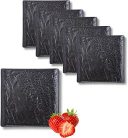 Wilmax Servierplatte quadratisch 13 × 13 cm – 6er-Set, Schwarz Porzellan 1