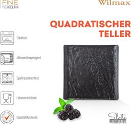 Wilmax Servierplatte quadratisch 13 × 13 cm – 6er-Set, Schwarz Porzellan 4