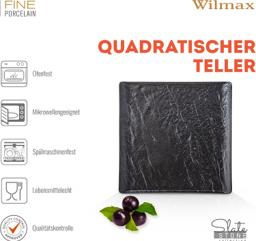 Wilmax Servierplatte quadratisch 17 × 17 cm – 6er-Set, Schwarz Porzellan 3