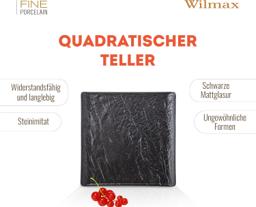 Wilmax Servierplatte quadratisch 17 × 17 cm – 6er-Set, Schwarz Porzellan 5