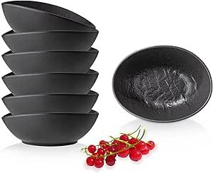Wilmax Ovale Schale 8 × 6 × 3 cm – 6er-Set, Schwarz Porzellan