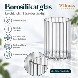 Wilmax Wasserglas 350 ml – 6er-Set, Borosilikatglas 4