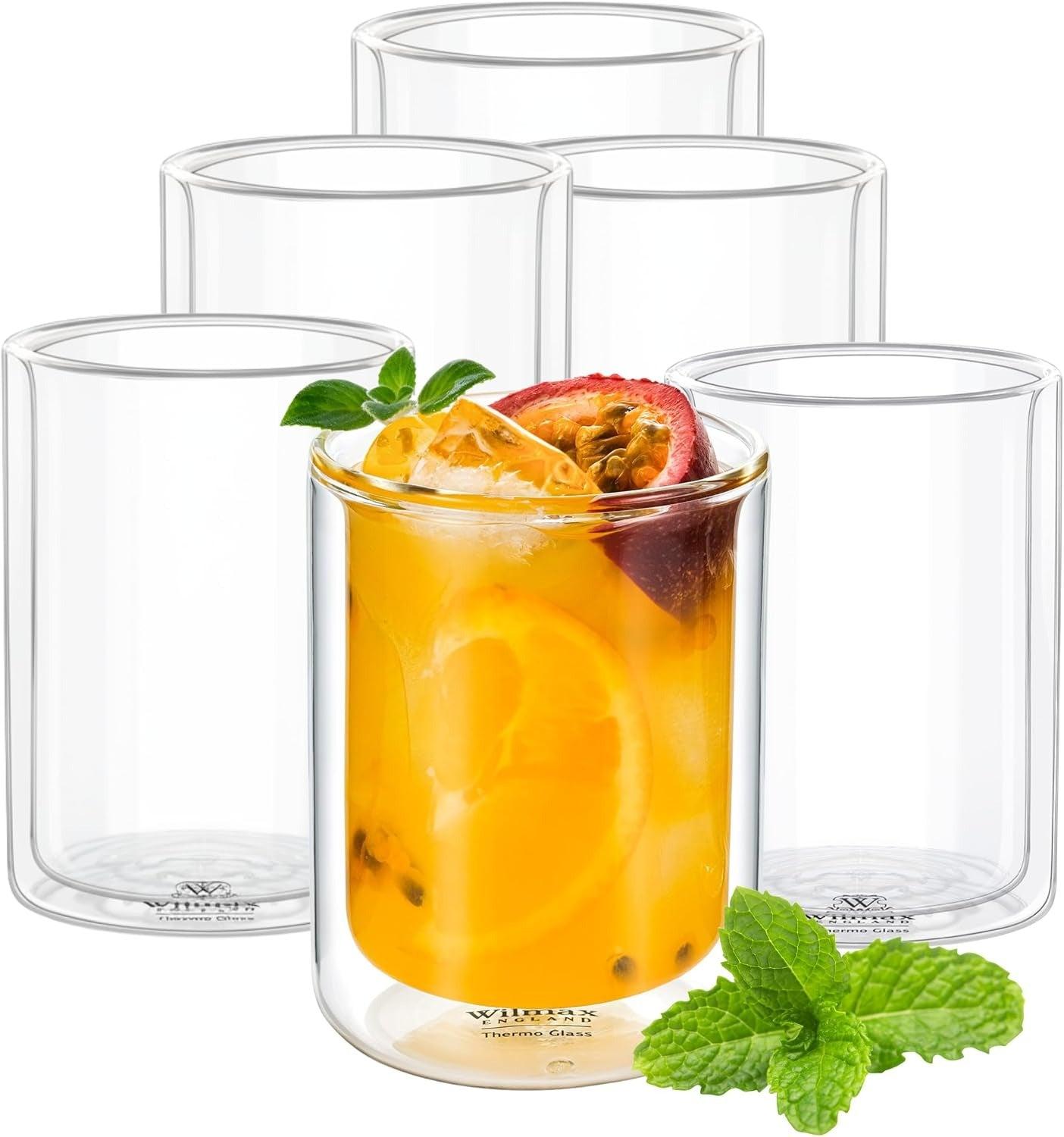 Wilmax Doppelwandiges Glas 200 ml – 6er-Set, Thermoglas