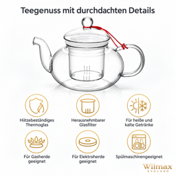 Wilmax Glas-Teekanne 620 ml mit Glasfilter – Thermoglas 4