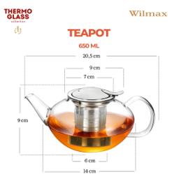 Wilmax Glas-Teekanne 650 ml mit Edelstahlfilter – Thermoglas 4