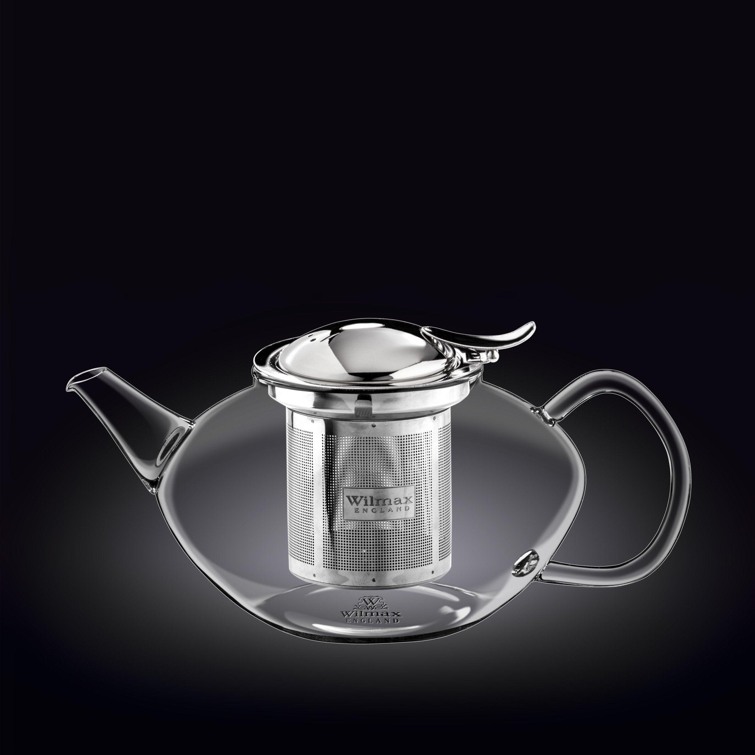 Wilmax Glas-Teekanne 1050 ml mit Edelstahlfilter – Thermoglas