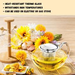 Wilmax Glas-Teekanne 1050 ml mit Edelstahlfilter – Thermoglas 3