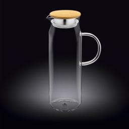 Wilmax Glaskrug 1500 ml mit Bambusdeckel – Thermoglas 1