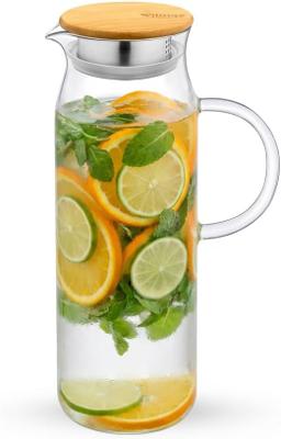 Wilmax Glaskrug 1500 ml mit Bambusdeckel – Thermoglas 2