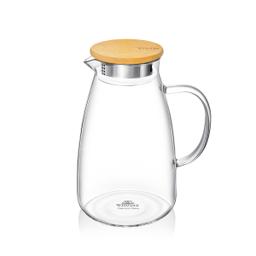 Wilmax Glaskrug 1900 ml mit Bambusdeckel – Thermoglas 1