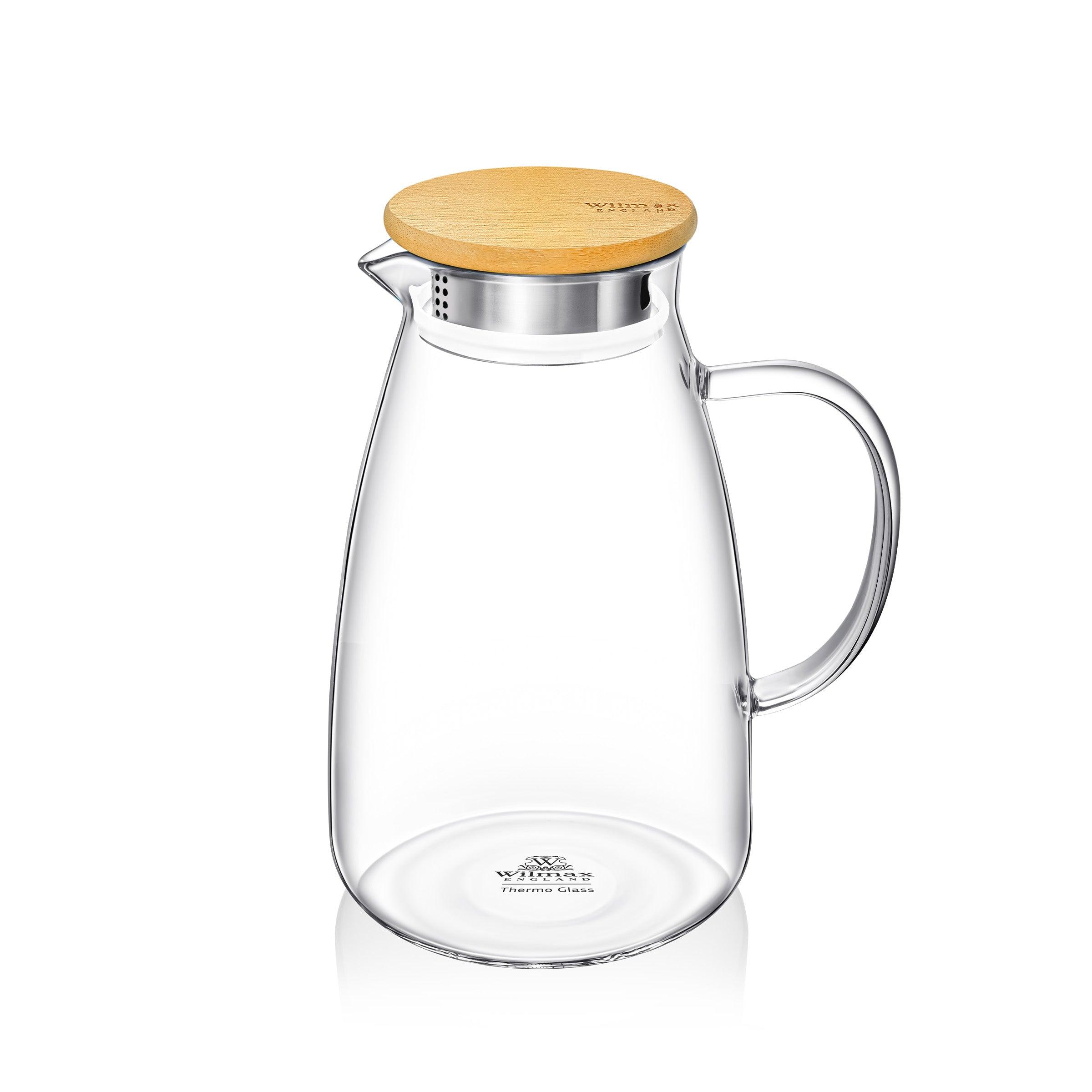 Wilmax Glaskrug 1900 ml mit Bambusdeckel – Thermoglas