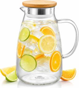 Wilmax Glaskrug 1900 ml mit Bambusdeckel – Thermoglas 2