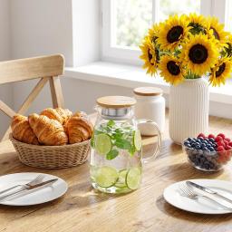 Wilmax Glaskrug 1900 ml mit Bambusdeckel – Thermoglas 3